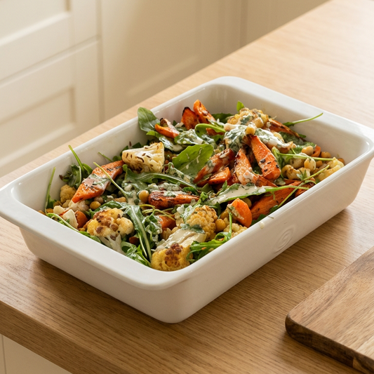 Cauliflower and Carrots with a Tahini dressing