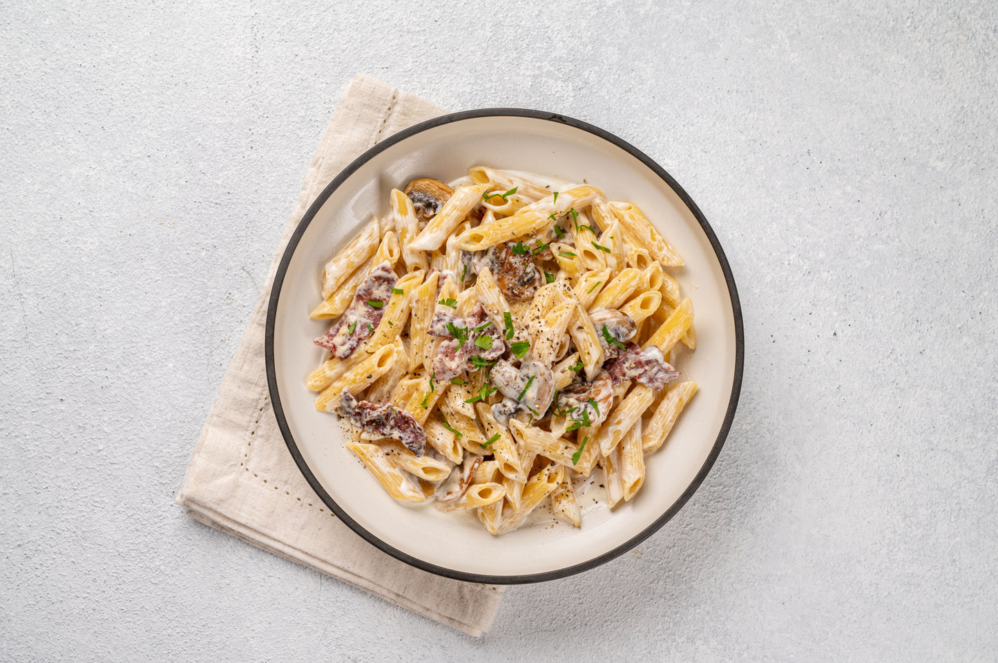 Penne Cream Mushroom And Beef Bacon