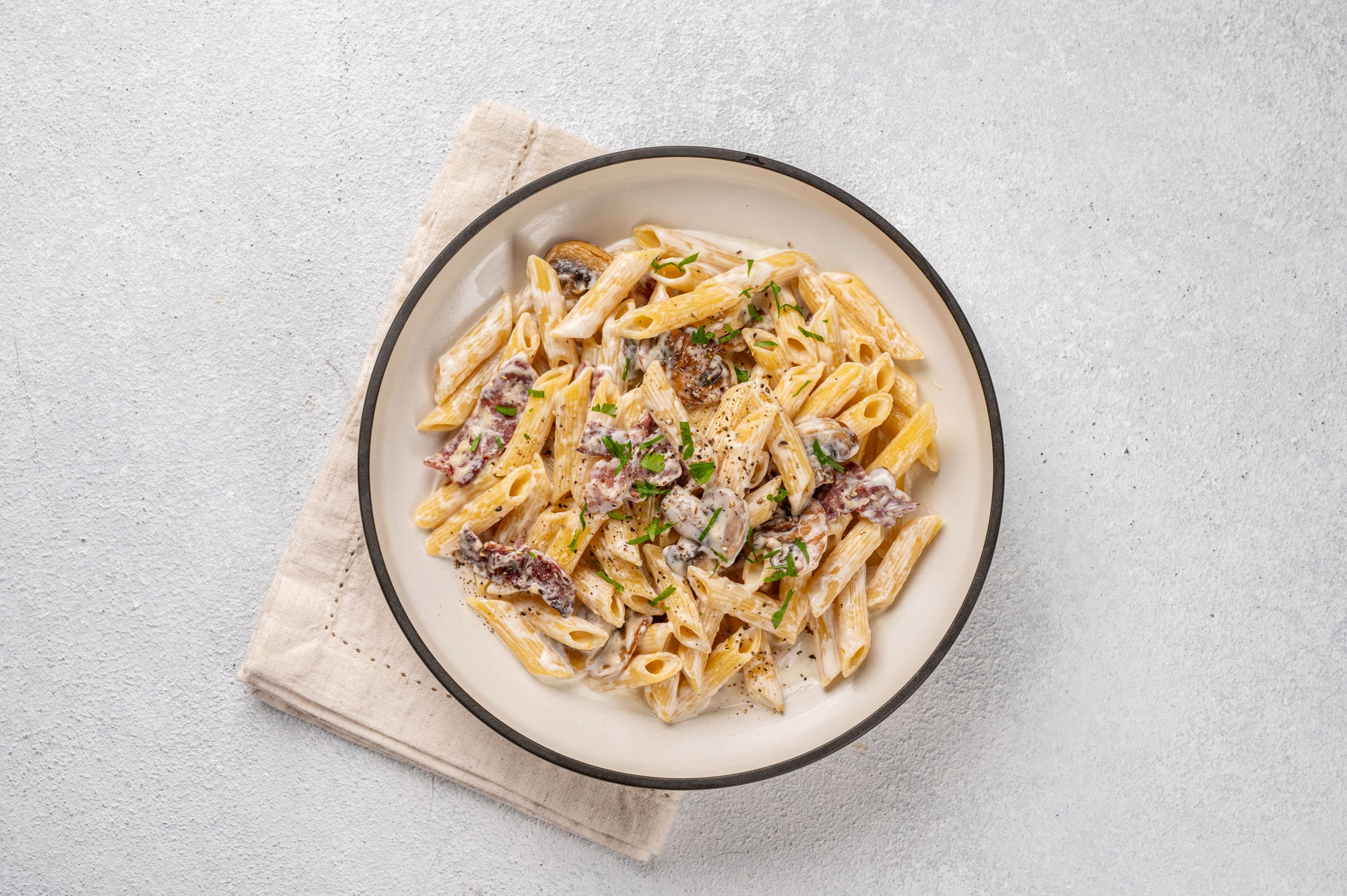 Penne Cream Mushroom And Beef Bacon